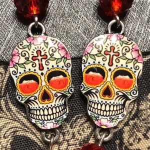 Colorful sugar skull earrings